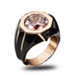 INS FASHION OCTAGONAL DRIP RING WITH PINK GEM
